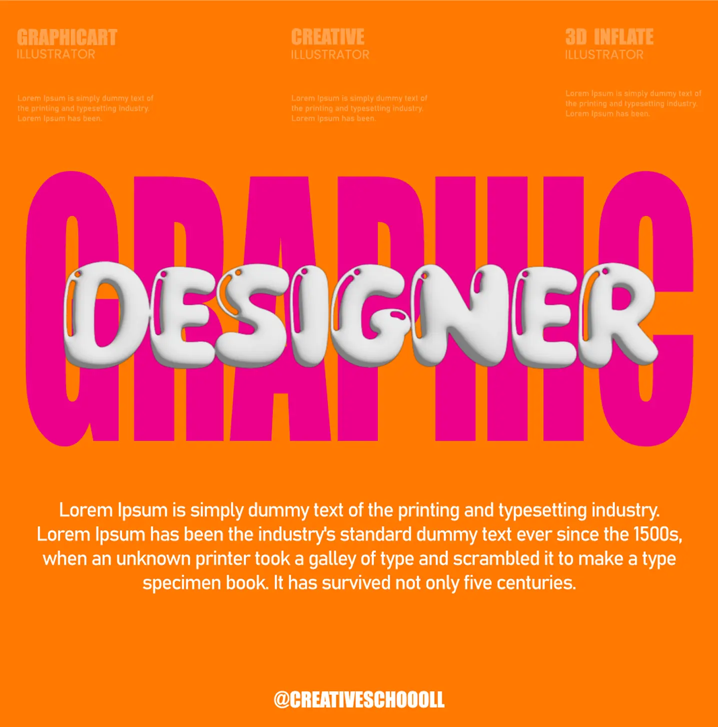 3D inflate typography and graphic design artwork